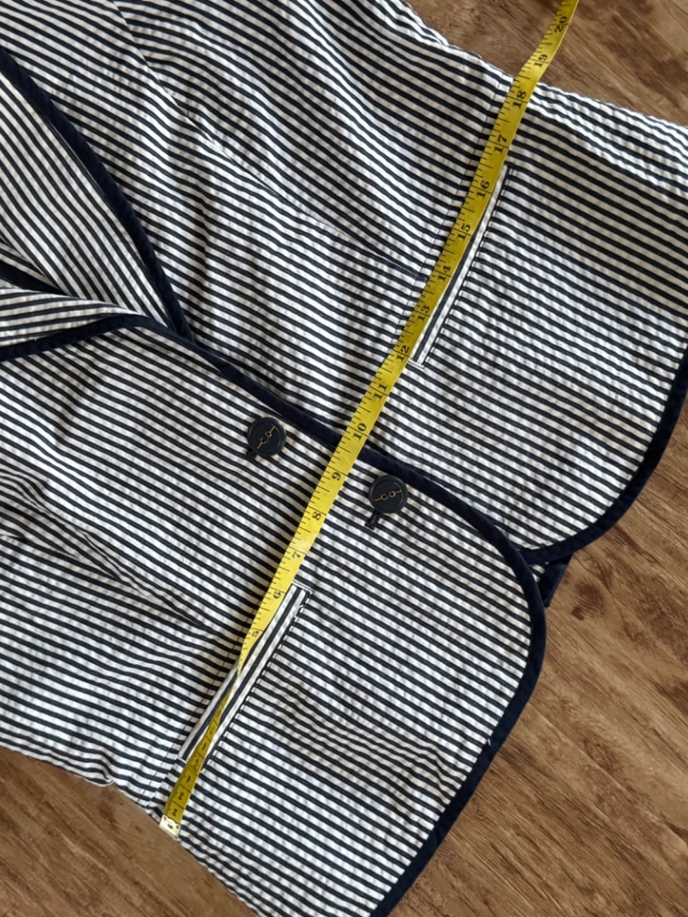 Sandro Cotton Blazer Blue White Stripe Nautical Styling Seersucker Jacket Large - Picture 14 of 16